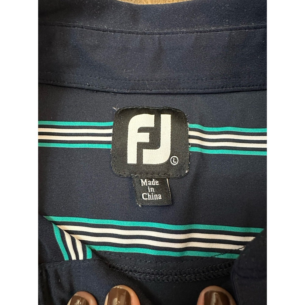 Footjoy Polo Large Blue Striped TPG Scottsdale Short Sleeve Golf Logo - Picture 3 of 11
